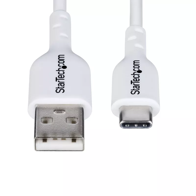 StarTech.com 1 m USB-A uz USB-C uzlādes kabelis, lādēšana un sinhronizācija, 3A, USB 2.0, TPE apvalks – balts USB uzlādes vads
