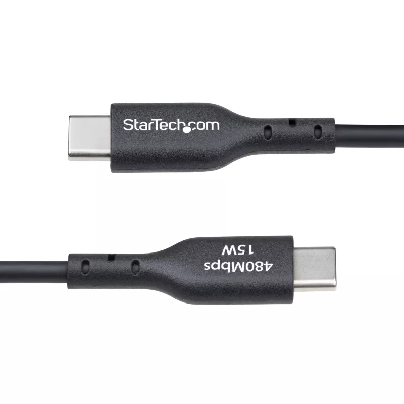 StarTech.com 1 m USB-A uz USB-C uzlādes kabelis, uzlāde un sinhronizācija, 3A, USB 2.0, TPE apvalks - melns USB uzlādes vads
