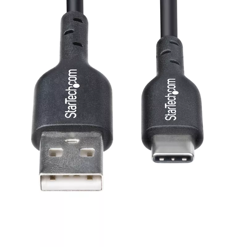 StarTech.com 1 m USB-A uz USB-C uzlādes kabelis, uzlāde un sinhronizācija, 3A, USB 2.0, TPE apvalks - melns USB uzlādes vads