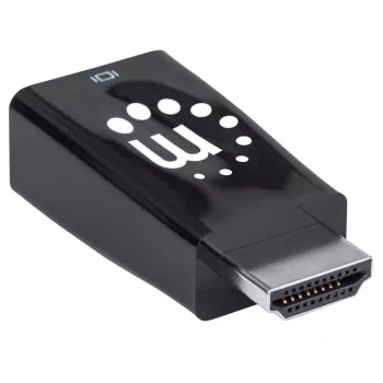Manhattan HDMI uz VGA (ar audio) pārveidotājs, 1080p, vīrišķais uz sievišķo, mikro-USB strāvas ieejas ports papildu strāvai, ja nepieciešams, melns, trīs gadu garantija
