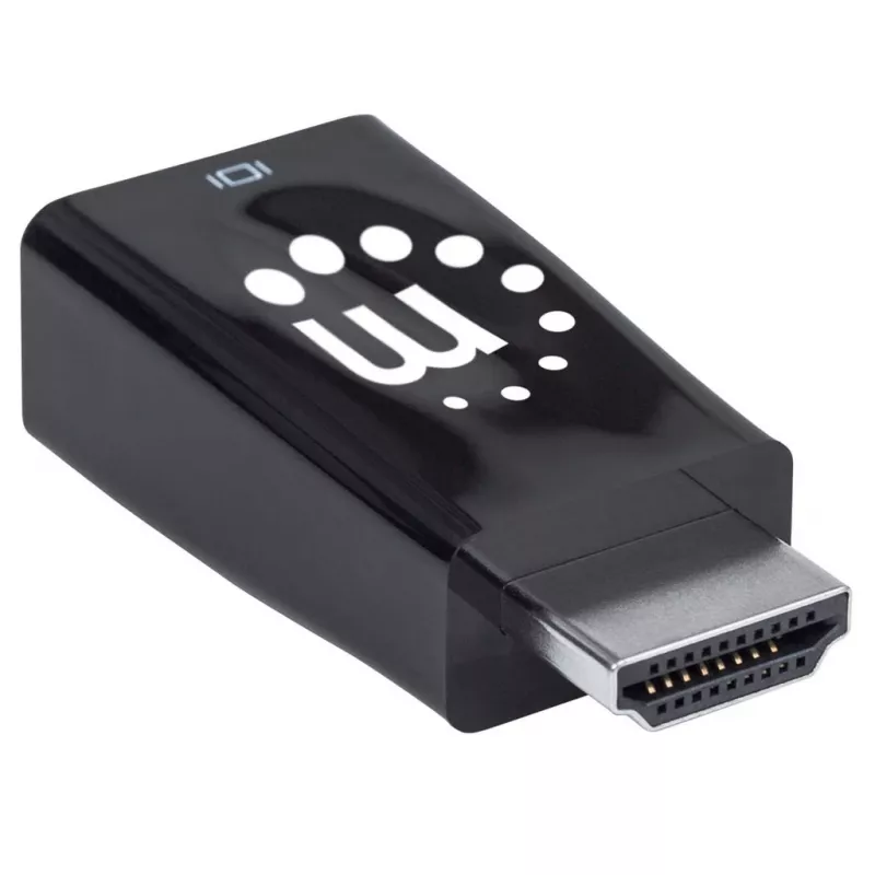 Manhattan HDMI uz VGA (ar audio) pārveidotājs, 1080p, vīrišķais uz sievišķo, mikro-USB strāvas ieejas ports papildu strāvai, ja nepieciešams, melns, trīs gadu garantija