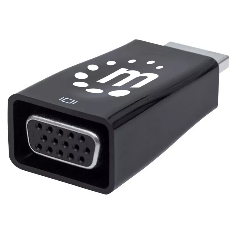 Manhattan HDMI uz VGA (ar audio) pārveidotājs, 1080p, vīrišķais uz sievišķo, mikro-USB strāvas ieejas ports papildu strāvai, ja nepieciešams, melns, trīs gadu garantija