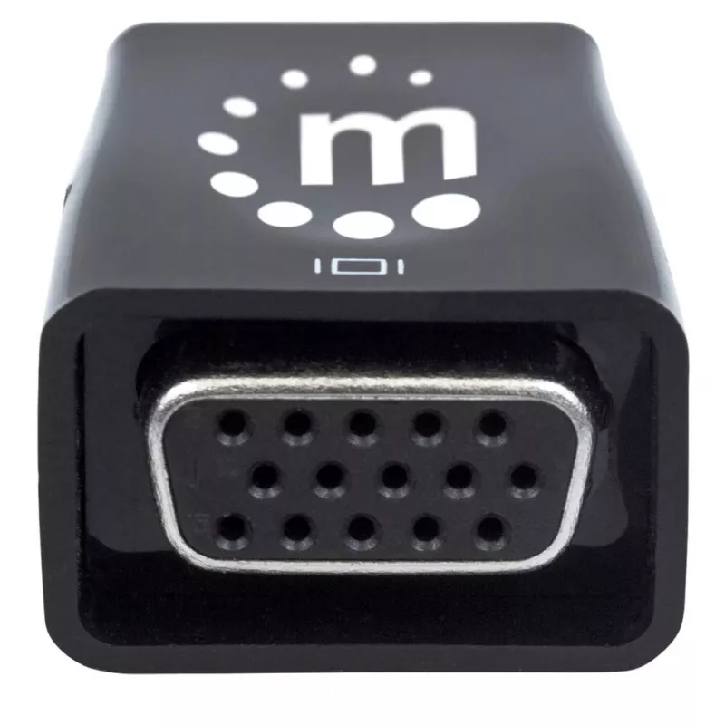 Manhattan HDMI uz VGA (ar audio) pārveidotājs, 1080p, vīrišķais uz sievišķo, mikro-USB strāvas ieejas ports papildu strāvai, ja nepieciešams, melns, trīs gadu garantija