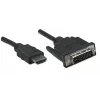 Manhattan HDMI uz DVI-D 24+1 kabelis, 1 m, vīrišķais-vīrišķais, melns, duālā saite, saderīgs ar DVD-D, mūža garantija, ekvivalents HDDVIMM1M