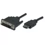 Manhattan HDMI uz DVI-D 24+1 kabelis, 1 m, vīrišķais-vīrišķais, melns, duālā saite, saderīgs ar DVD-D, mūža garantija, ekvivalents HDDVIMM1M