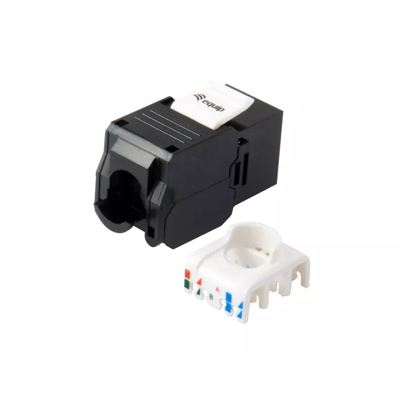 Equip Cat.6A neekranēts Keystone savienotājs bez instrumentiem, RJ-45, LSA, melns