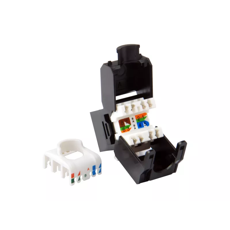 Equip Cat.6A neekranēts Keystone savienotājs bez instrumentiem, RJ-45, LSA, melns