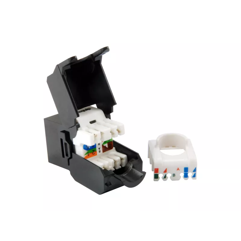 Equip Cat.6A neekranēts Keystone savienotājs bez instrumentiem, RJ-45, LSA, melns