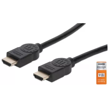 HDMI kabelis ar Ethernet Manhattan HDMM1MP 1m vīr. pret vīr. melns
