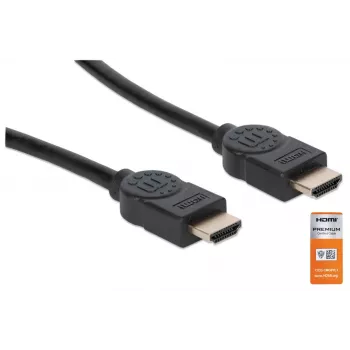 HDMI kabelis ar Ethernet Manhattan HDMM1MP 1m vīr. pret vīr. melns
