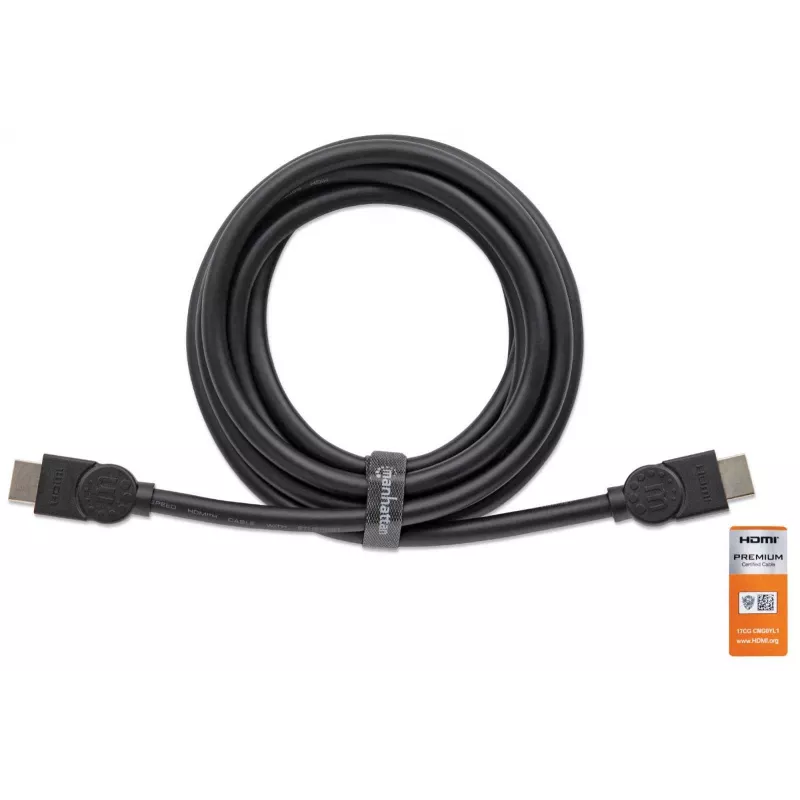 HDMI kabelis ar Ethernet Manhattan HDMM1MP 1m vīr. pret vīr. melns