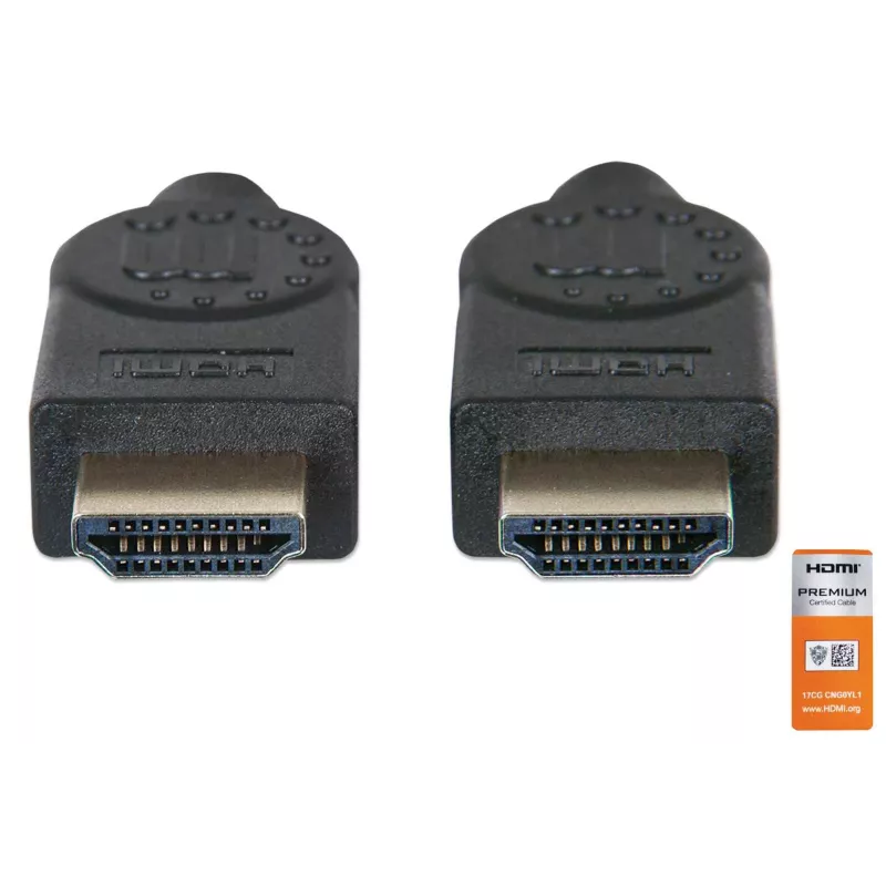 HDMI kabelis ar Ethernet Manhattan HDMM1MP 1m vīr. pret vīr. melns