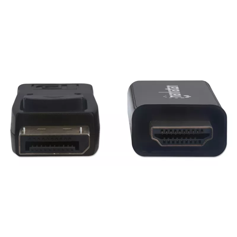Manhattan DisplayPort 1.1 uz HDMI kabelis, 1080p@60Hz, 1,8 m, vīrietis–vīrietis, DP ar fiksatoru, melns, nav divvirzienu, trīs gadu garantija