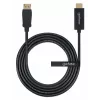 Manhattan DisplayPort 1.1 uz HDMI kabelis, 1080p@60Hz, 1,8 m, vīrietis–vīrietis, DP ar fiksatoru, melns, nav divvirzienu, trīs gadu garantija