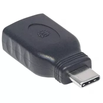 Manhattan USB-C uz USB-A adapteris, vīrišķais uz sievišķo, 5 Gbps (USB 3.2 Gen1 jeb USB 3.0), SuperSpeed USB, melns, mūža garantija, ekvivalents USB31CAADG