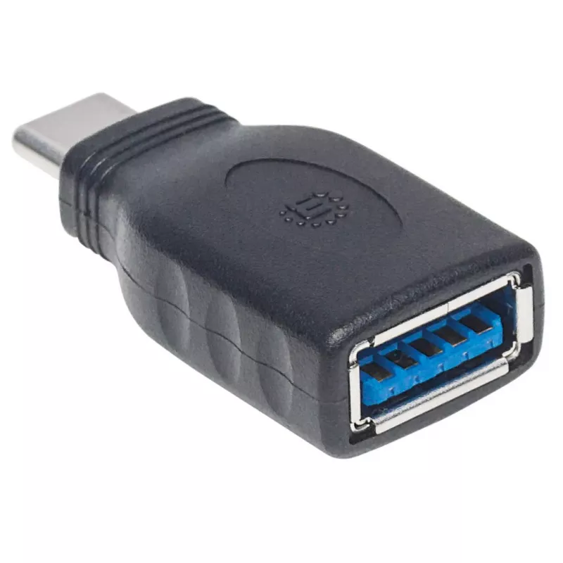 Manhattan USB-C uz USB-A adapteris, vīrišķais uz sievišķo, 5 Gbps (USB 3.2 Gen1 jeb USB 3.0), SuperSpeed USB, melns, mūža garantija, ekvivalents USB31CAADG