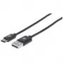 Manhattan USB-C uz USB-A kabelis, 2m, vīr. pret vīr., melns, 480 Mbit/s (USB 2.0), Hi-Speed USB, mūža garantija, ekvivalents USB2AC2M