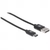 Manhattan USB-C uz USB-A kabelis, 2m, vīr. pret vīr., melns, 480 Mbit/s (USB 2.0), Hi-Speed USB, mūža garantija, ekvivalents USB2AC2M