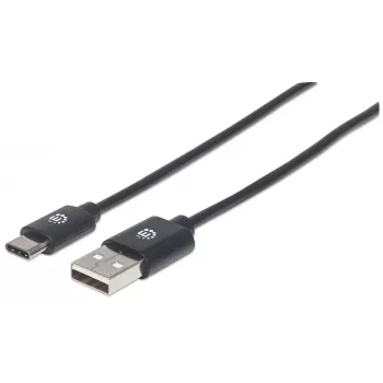 Manhattan USB-C uz USB-A kabelis, 3 m, vīrietis pret vīrieti, 480 Mb/s (USB 2.0), Hi-Speed USB, melns, mūža garantija