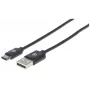Manhattan USB-C uz USB-A kabelis, 3 m, vīrietis pret vīrieti, 480 Mb/s (USB 2.0), Hi-Speed USB, melns, mūža garantija