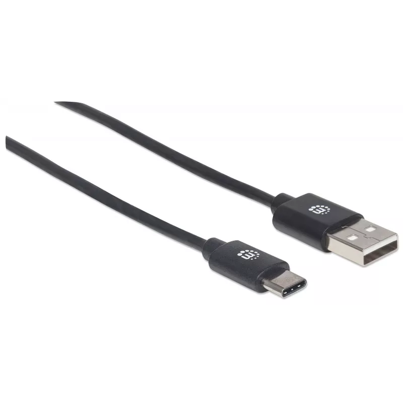 Manhattan USB-C uz USB-A kabelis, 3 m, vīrietis pret vīrieti, 480 Mb/s (USB 2.0), Hi-Speed USB, melns, mūža garantija