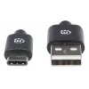 Manhattan USB-C uz USB-A kabelis, 3 m, vīrietis pret vīrieti, 480 Mb/s (USB 2.0), Hi-Speed USB, melns, mūža garantija