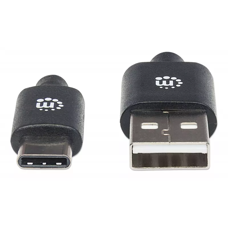 Manhattan USB-C uz USB-A kabelis, 3 m, vīrietis pret vīrieti, 480 Mb/s (USB 2.0), Hi-Speed USB, melns, mūža garantija