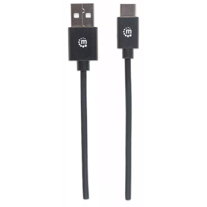 Manhattan USB-C uz USB-A kabelis, 3 m, vīrietis pret vīrieti, 480 Mb/s (USB 2.0), Hi-Speed USB, melns, mūža garantija