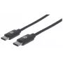 Manhattan USB-C uz USB-C kabelis, 2 m, vīrietis–vīrietis, melns, 480 Mb/s (USB 2.0), 3A, ātrgaitas USB, mūža garantija, ekvivalents USB2CC2M