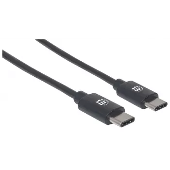 Manhattan USB-C uz USB-C kabelis, 2 m, vīrietis–vīrietis, melns, 480 Mb/s (USB 2.0), 3A, ātrgaitas USB, mūža garantija, ekvivalents USB2CC2M