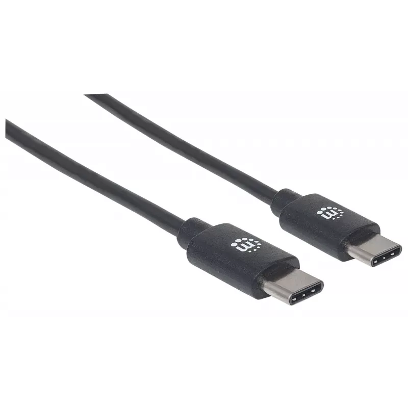 Manhattan USB-C uz USB-C kabelis, 2 m, vīrietis–vīrietis, melns, 480 Mb/s (USB 2.0), 3A, ātrgaitas USB, mūža garantija, ekvivalents USB2CC2M