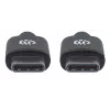 Manhattan USB-C uz USB-C kabelis, 2 m, vīrietis–vīrietis, melns, 480 Mb/s (USB 2.0), 3A, ātrgaitas USB, mūža garantija, ekvivalents USB2CC2M