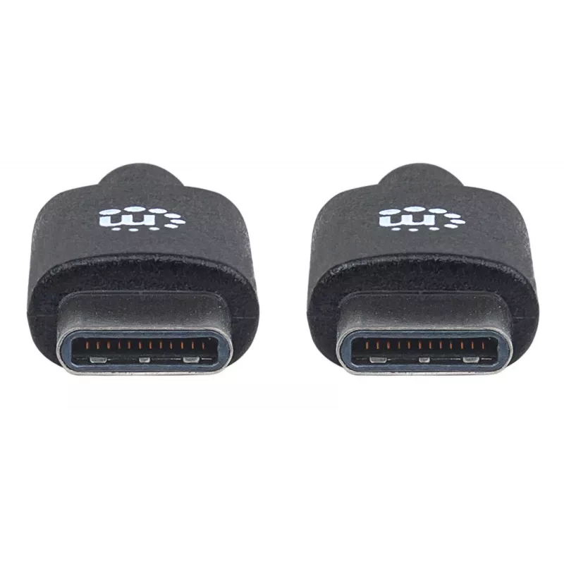 Manhattan USB-C uz USB-C kabelis, 2 m, vīrietis–vīrietis, melns, 480 Mb/s (USB 2.0), 3A, ātrgaitas USB, mūža garantija, ekvivalents USB2CC2M