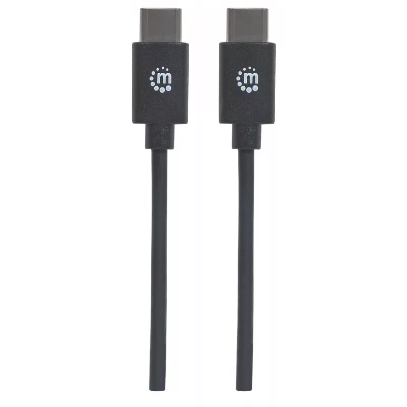 Manhattan USB-C uz USB-C kabelis, 2 m, vīrietis–vīrietis, melns, 480 Mb/s (USB 2.0), 3A, ātrgaitas USB, mūža garantija, ekvivalents USB2CC2M
