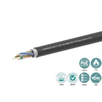 Tīkla kabelis Lanview LVN-CAT6PE-2FUTP RJ45 CAT6 305M Melns