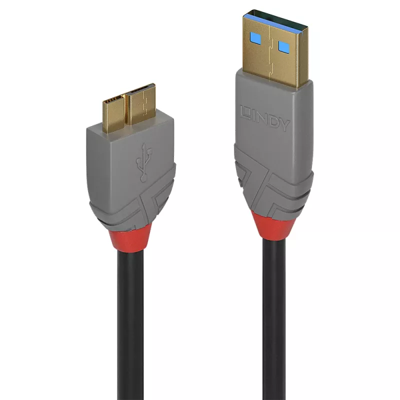 Lindy 1m USB 3.2 Type A to Micro-B kabelis, 5 Gbps, Anthra Line