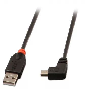 USB kabelis Lindy USB2.0 A/Mini-B 90 grādu 0,5m