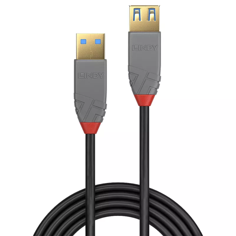 Lindy 0.5m USB 3.2 Type A pagarinātāja kabelis, 5Gbps, Anthra Line
