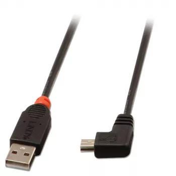 Lindy 1m USB 2.0 kabelis - A tipa uz Mini-B, 90° taisna leņķa