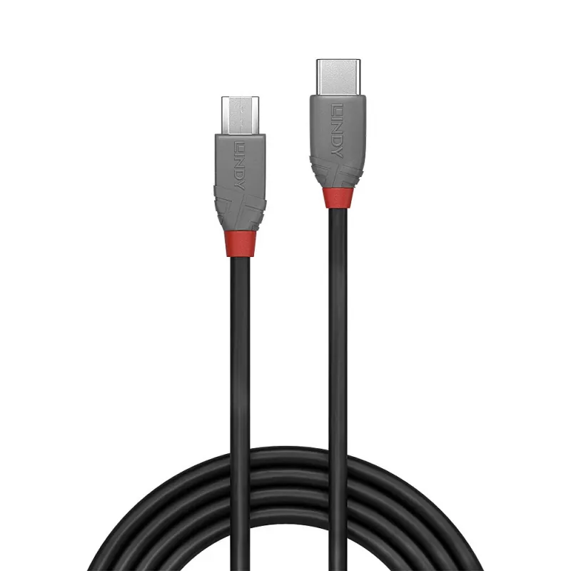 Lindy 1m USB 2.0 Type C uz Micro-B kabelis, Anthra Line