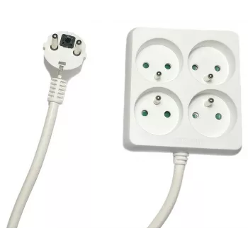 Microconnect MC-PSSQUARE040150FRW strāvas pagarinātājs 1,5 m 4 maiņstrāvas kontaktligzdas(-u) Iekštelpām Balts
