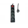 Pagarinātājs MicroConnect MC-PSOO040500FRB 4-vietīgs ar individuāliem ieslēgšanas/izslēgšanas slēdžiem