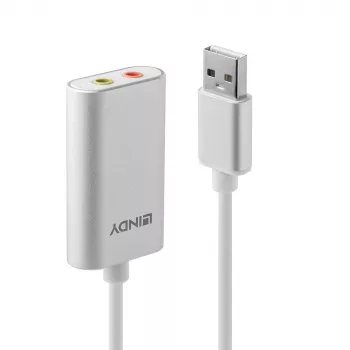Audio pārveidotājs Lindy USB Type A to Audio Converter, sudraba/balts, 25 g