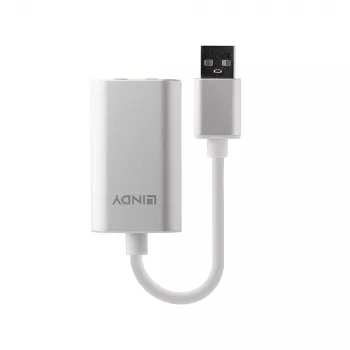 Audio pārveidotājs Lindy USB Type A to Audio Converter, sudraba/balts, 25 g