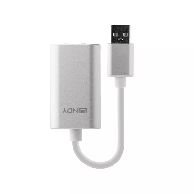 Audio pārveidotājs Lindy USB Type A to Audio Converter, sudraba/balts, 25 g
