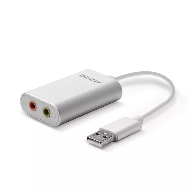Audio pārveidotājs Lindy USB Type A to Audio Converter, sudraba/balts, 25 g