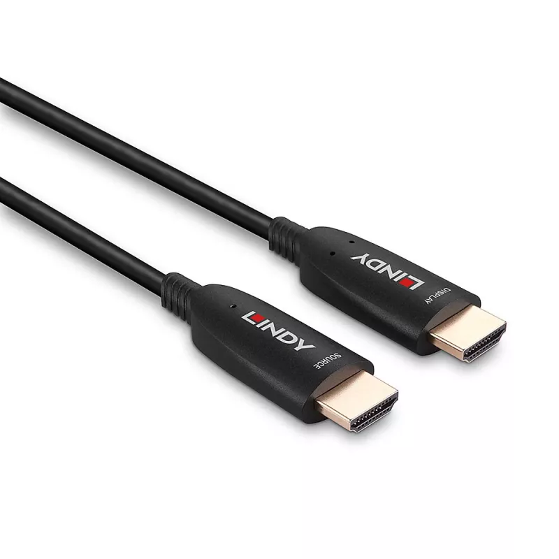 Lindy 40m optiskās šķiedras hibrīda HDMI 8K60 kabelis, 48 Gbit/s, melns