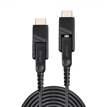 Lindy 70m optiskās šķiedras hibrīda Micro-HDMI 18G kabelis ar noņemamiem HDMI un DVI savienotājiem