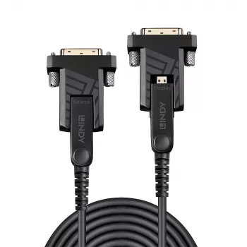 Lindy 70m optiskās šķiedras hibrīda Micro-HDMI 18G kabelis ar noņemamiem HDMI un DVI savienotājiem