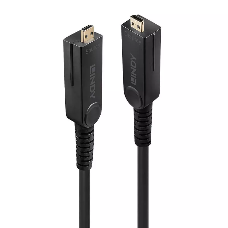 Lindy 70m optiskās šķiedras hibrīda Micro-HDMI 18G kabelis ar noņemamiem HDMI un DVI savienotājiem